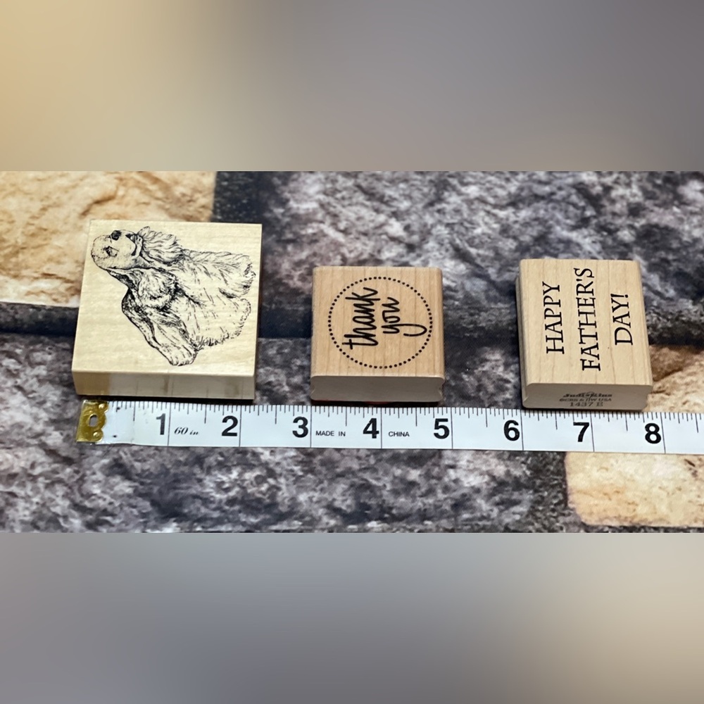 Vintage Stampin Up Fun Filled Wood Mount Rubber Stamps Mixed Theme Dog Thank You - Picture 6 of 10
